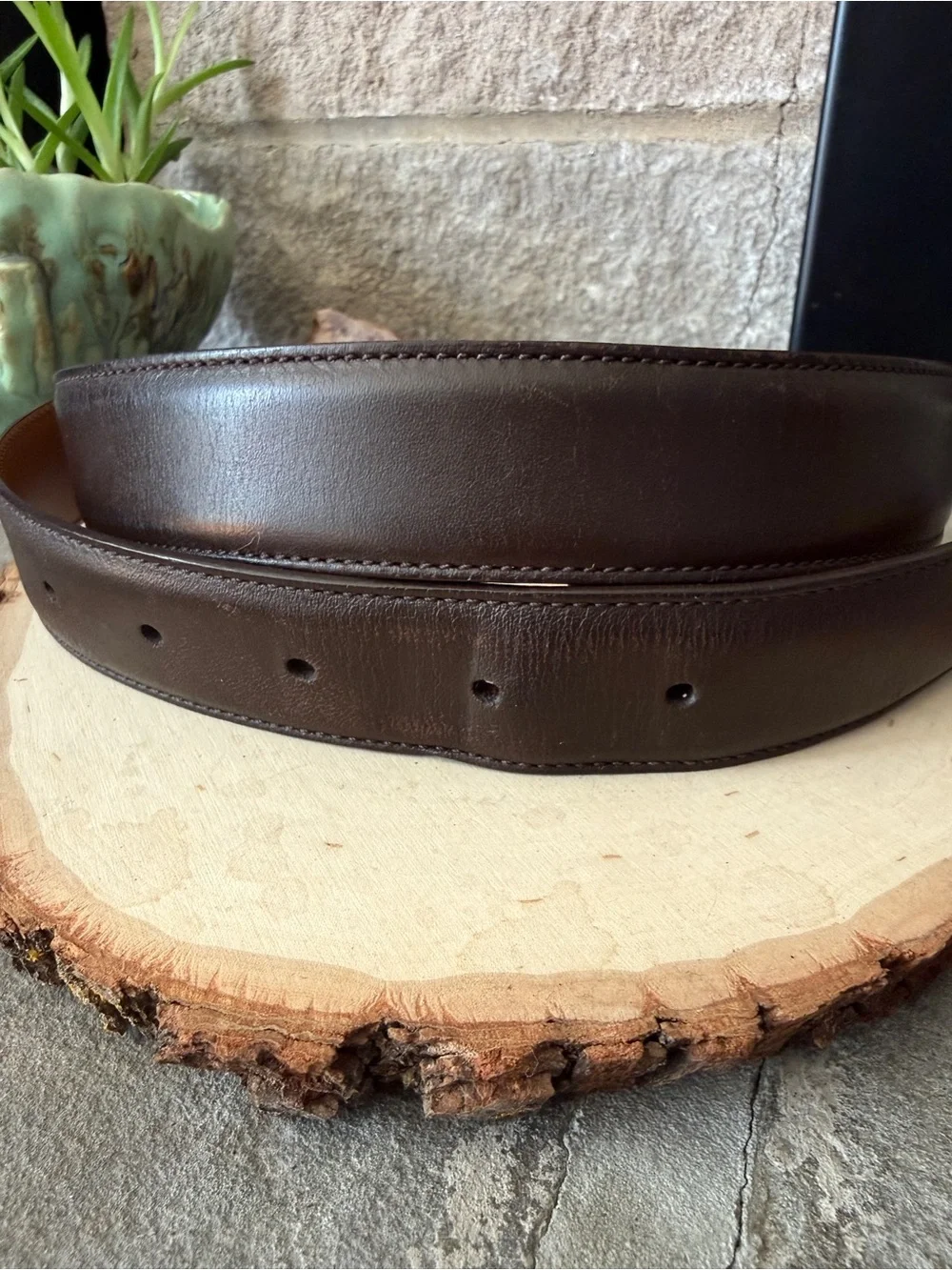 Coach Brown Leather Belt with Gold Buckle